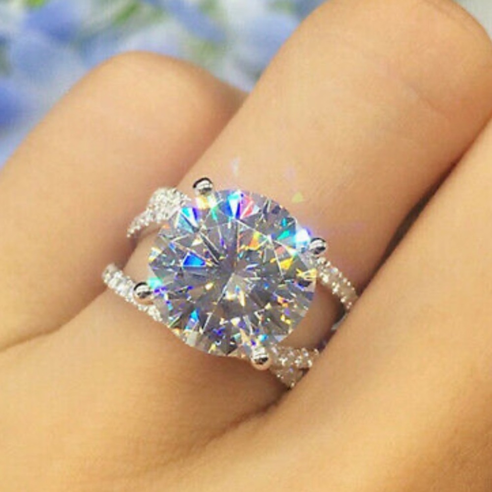 New Round Cut 925 sterling Silver Ring  Sz 6-10